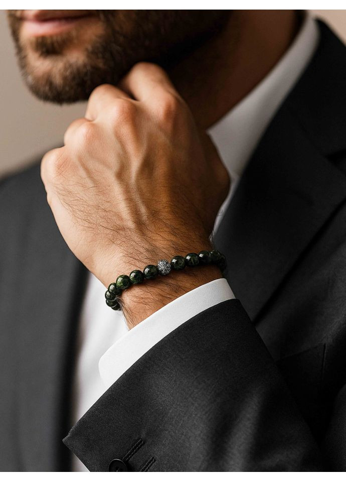 Мужской браслет из камня яшма кабамба + серебро (4896) LeBijou (367579896)