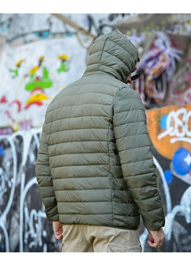 Оливкова (хакі) демісезонна стильна чоловіча куртка осіння хакі No Brand