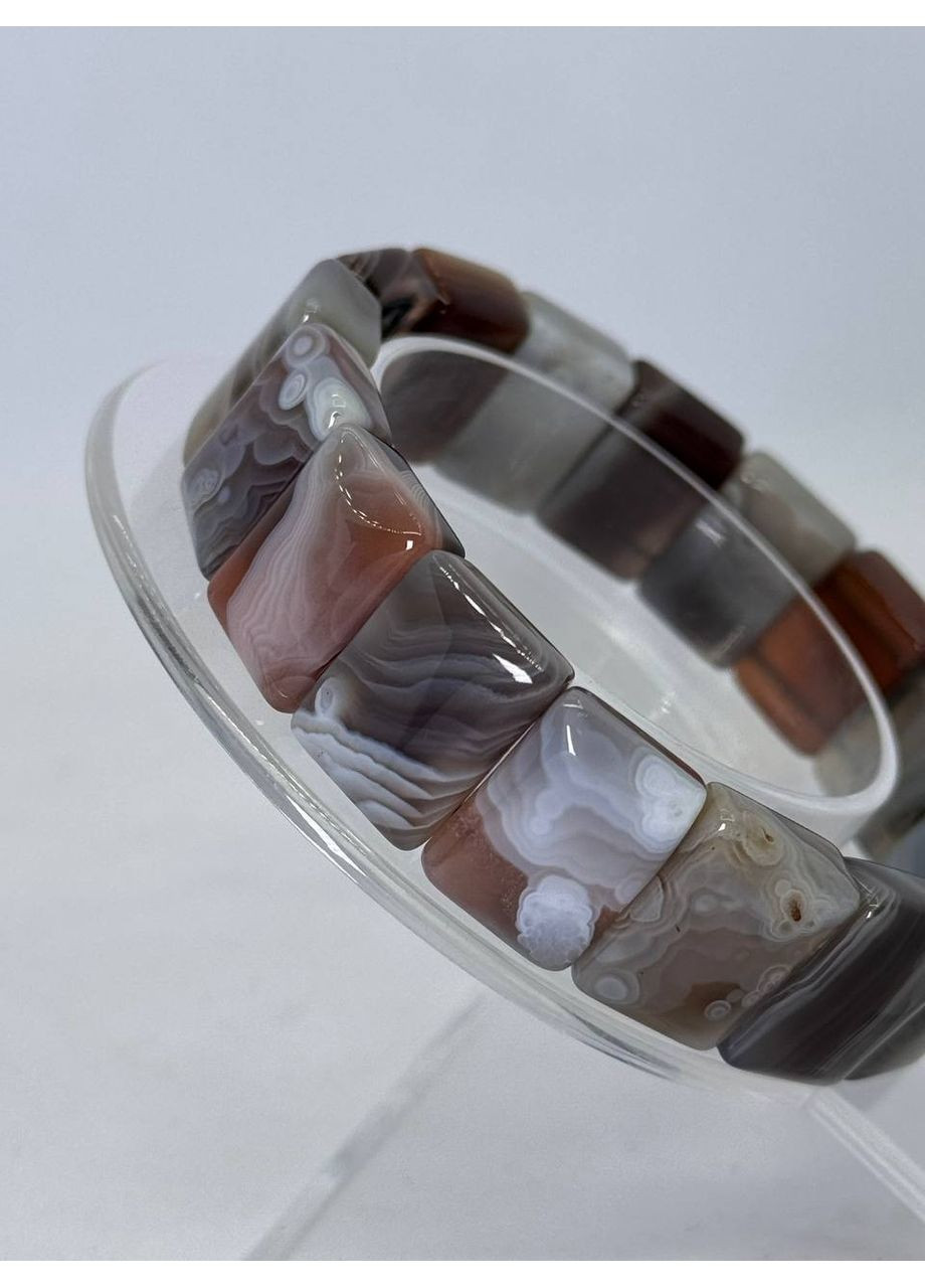 Браслет з агату Ботсвана 18 см Сірий No Brand (350633902)