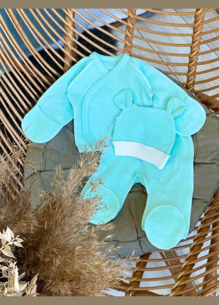 Бирюзовый демисезонный комплект одежды для новорожденных Баранчик БО