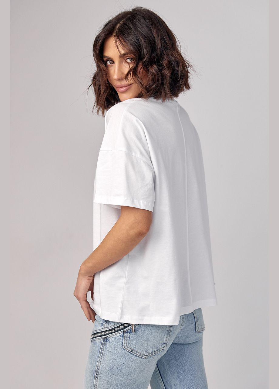Жіноча футболка oversize з написом Sunday Lurex - (290663601)