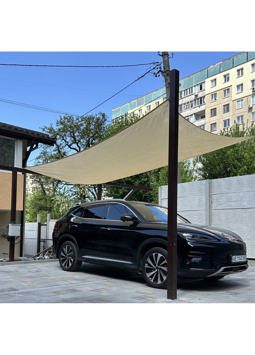 Тент навес затеняющий прямоугольный 2х4м сетка (Бежевый) No Brand (332637335)