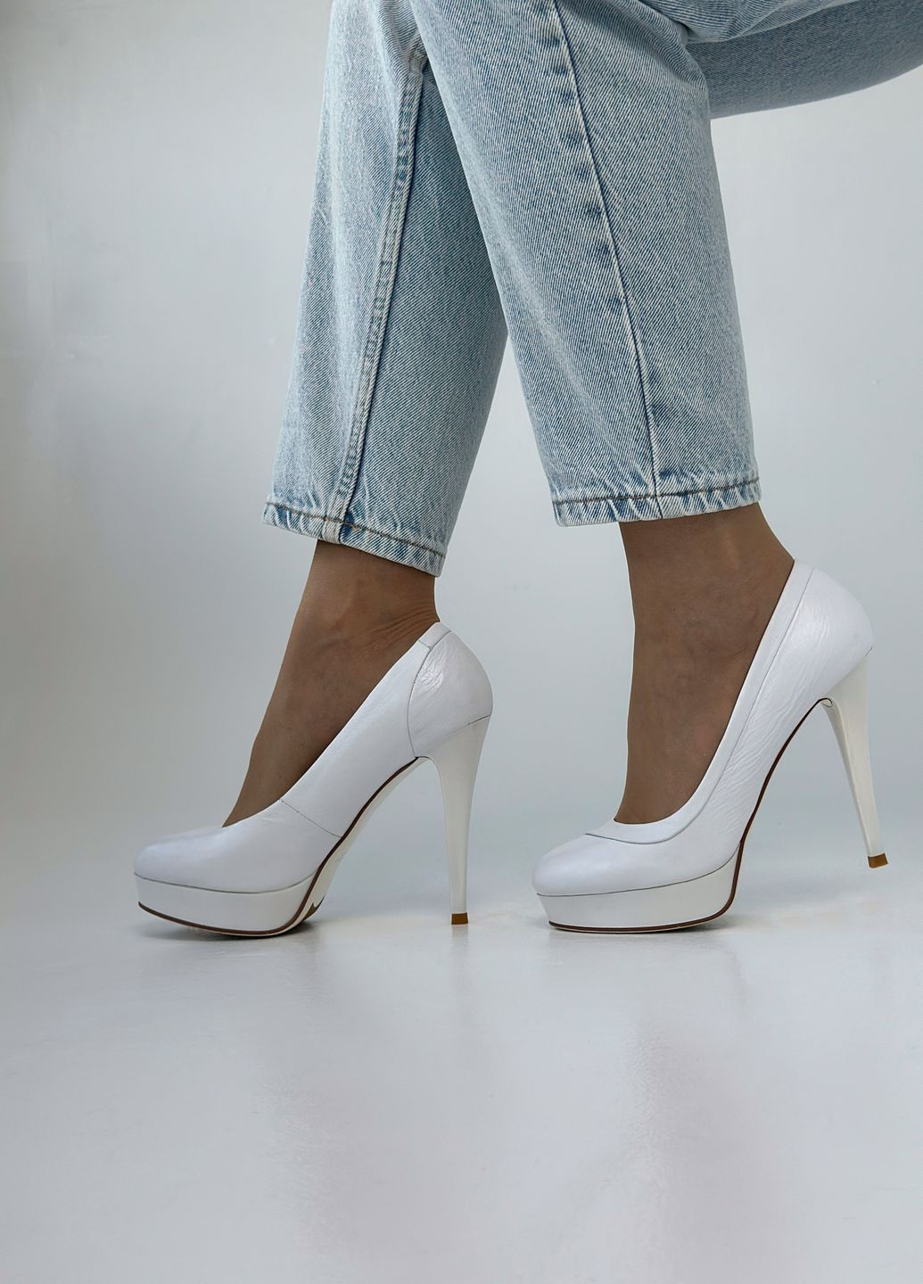 Respect Туфлі жіночі білі на високих підборах білий з, україна — демісезон (296623084)