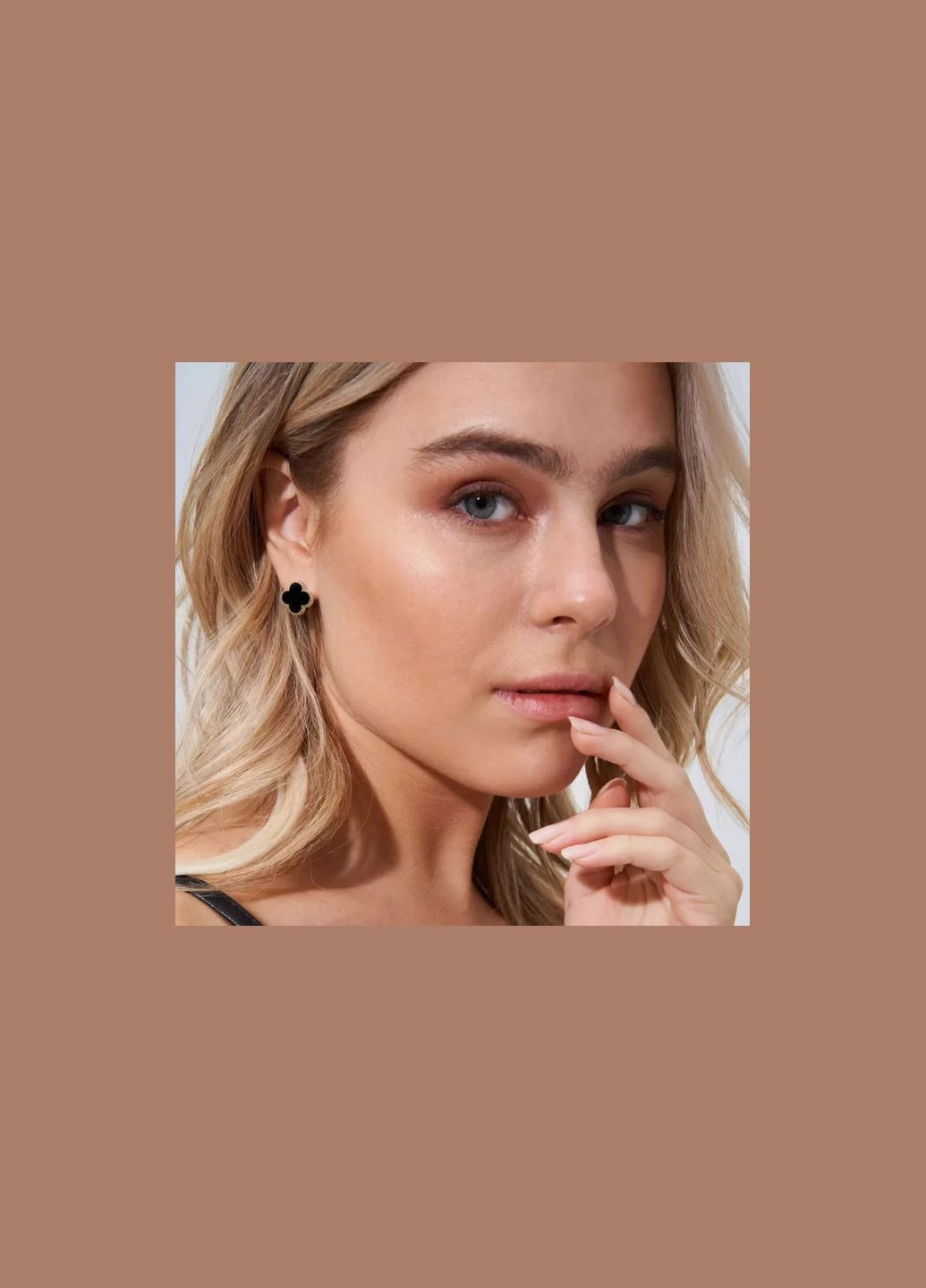 Серьги клевер черный конюшина английский замок Fashion Jewelry золотистый цвет No Brand (322931176)