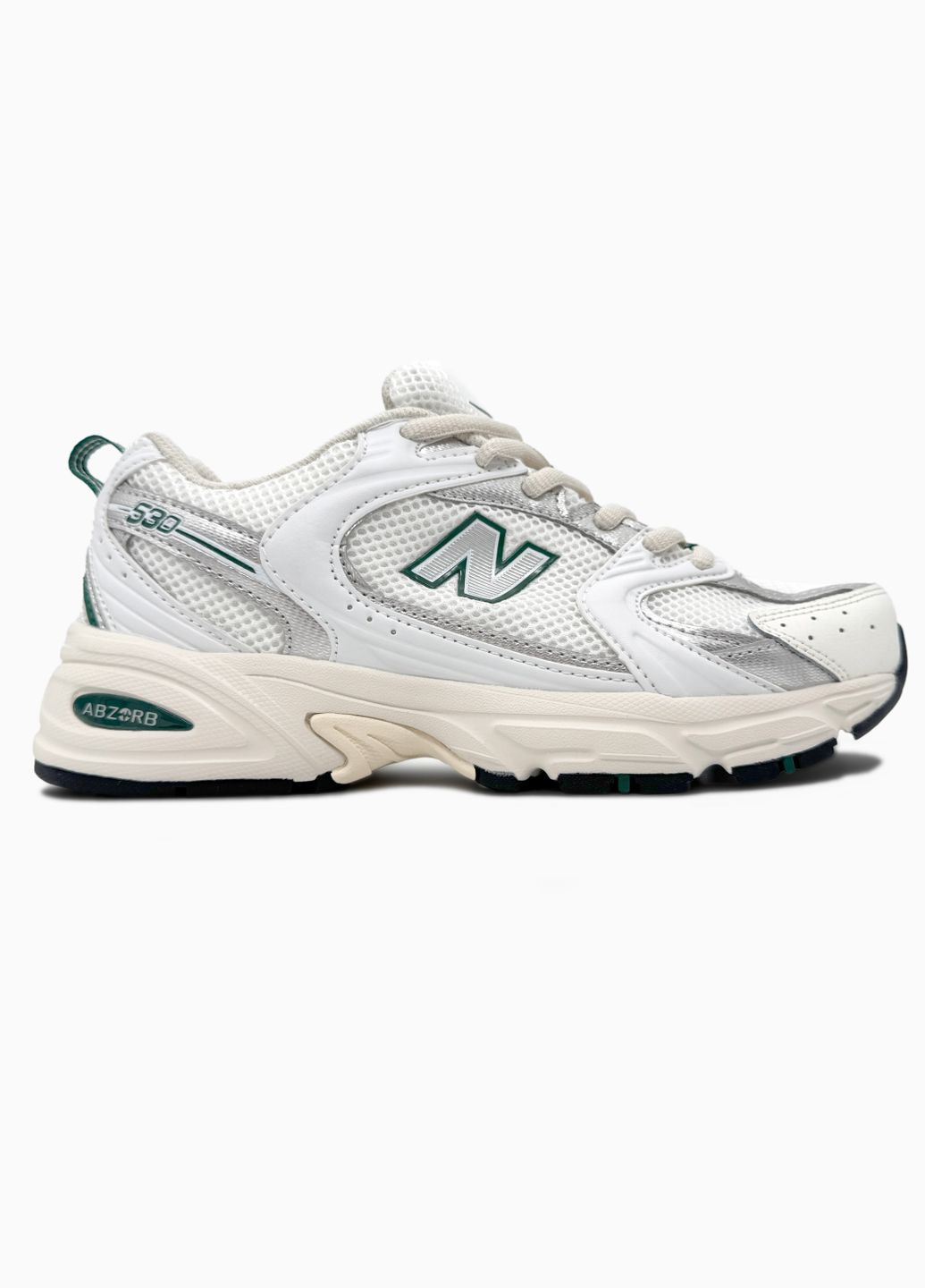 Кросівки жіночі New Balance 530 White Silver Green | Нью Беланс 530 білі No Brand білі демісезони (342059628)