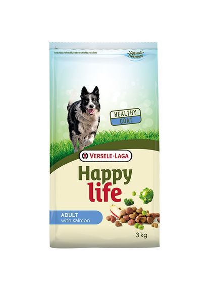 Сухой премиумкорм для собак всех пород Adult with Salmon лосось 3 кг (5410340310878) Happy Life (279567560)