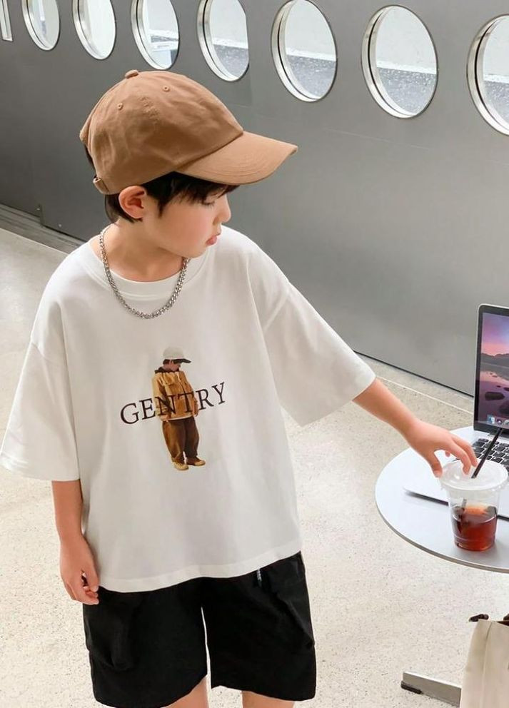 Біла літня дитячій дтф комплект(оверсайз)турецька якість No Brand