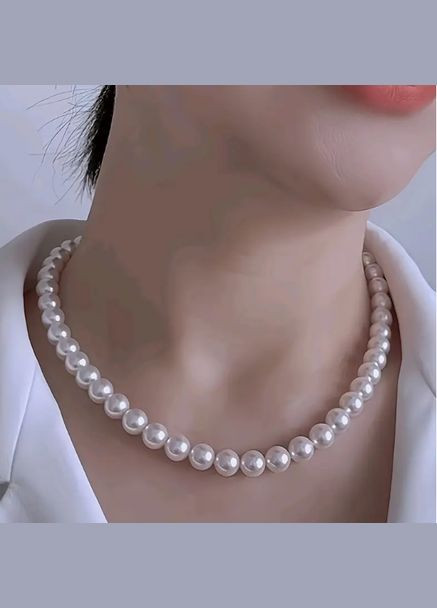 Чокер ожерелье Колье жемчуг 8 мм (имитация) No Brand акрил (333829113)