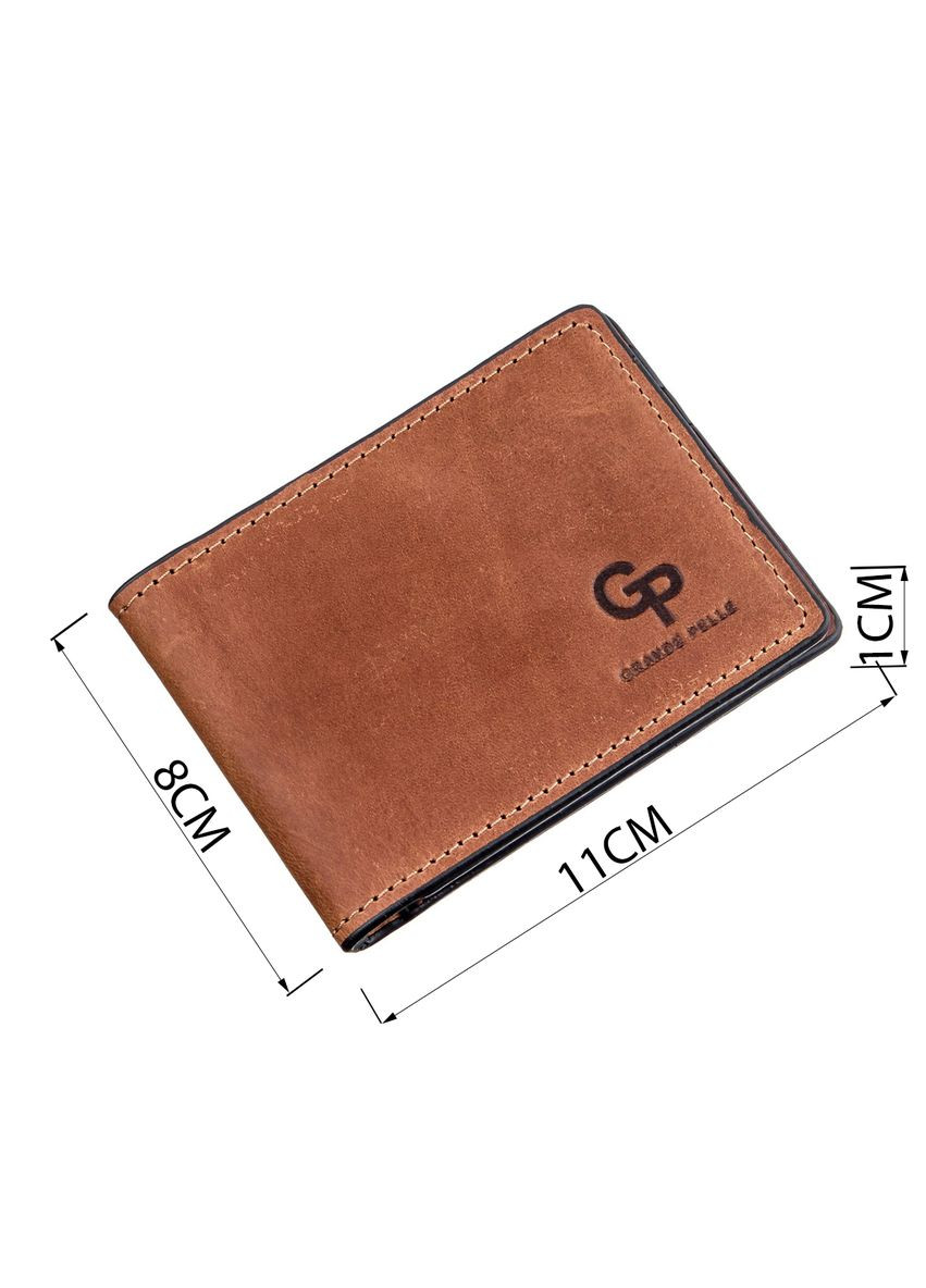 Компактный зажим для денег без застежки 11240 Коричневый Grande Pelle (329440421)