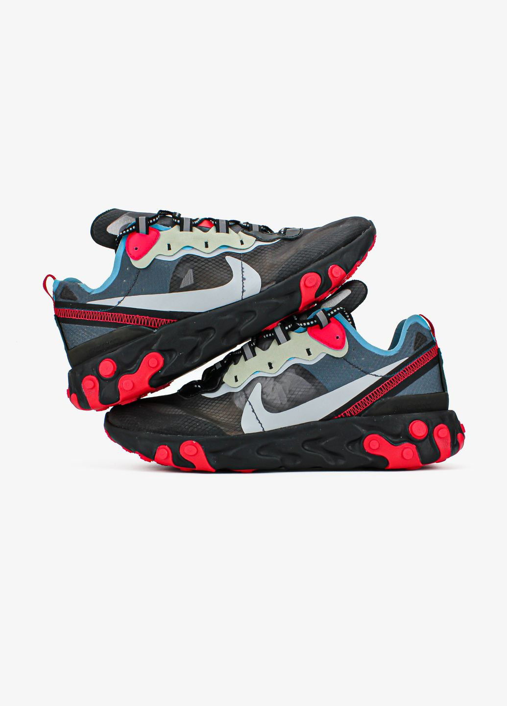 Чорні всесезон кросівки чоловічі nike react element 87 black red | найк реакт елемент 87 чорні червоні No Brand