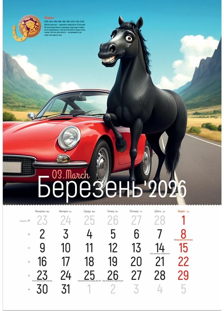 Календар 2026 Рік коня Удачу принесе, серія Подарунок Видавництво «Діана плюс» (388338940)