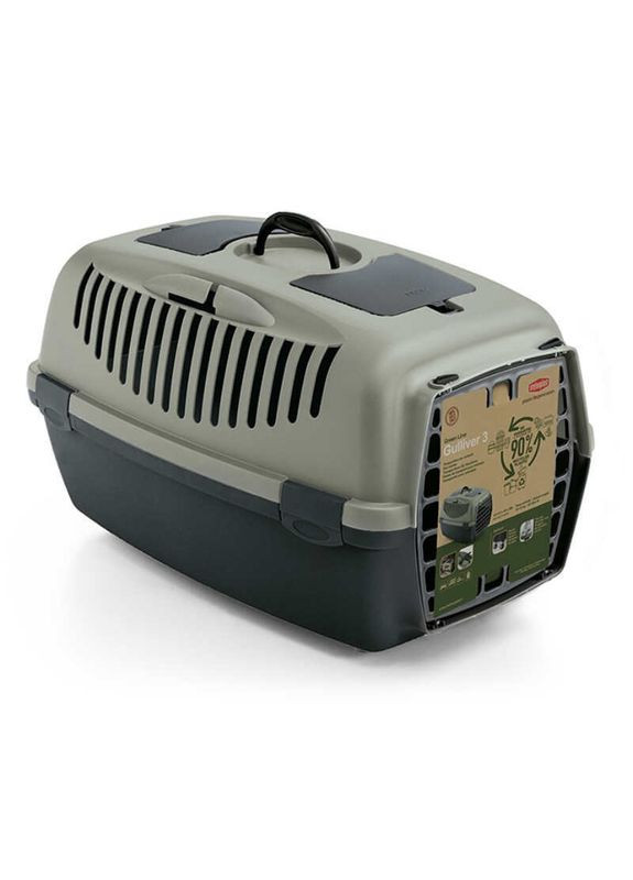 ЭКО-переноска для животных весом до 10 кг с пластиковой дверью Gulliver 3 Green Line plastic door - 61x40x38 см Stefanplast (328052454)