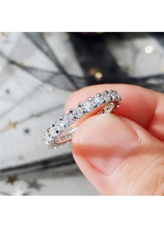 Обручальне класичне сріблясте кільце з білими фіанітами розмір 18 AurumLux316 Liresmina Jewelry (365777300)