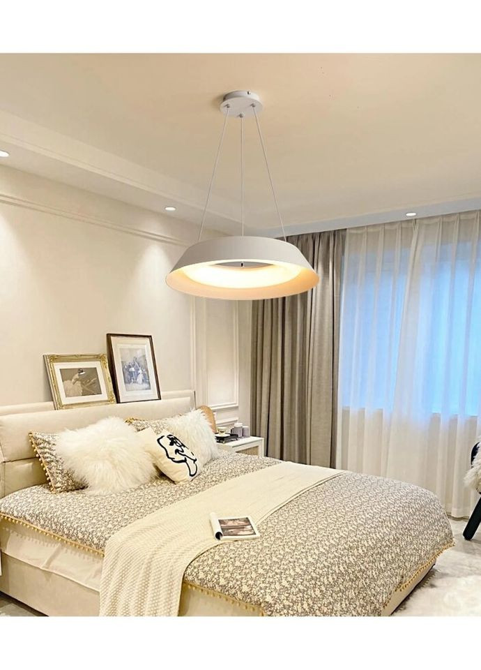 Люстра светодиодная подвесная LED светильник для квартиры на потолок лэд с пультом 27577 Белый 25-90х50х50 см. Sunnysky (324396287)