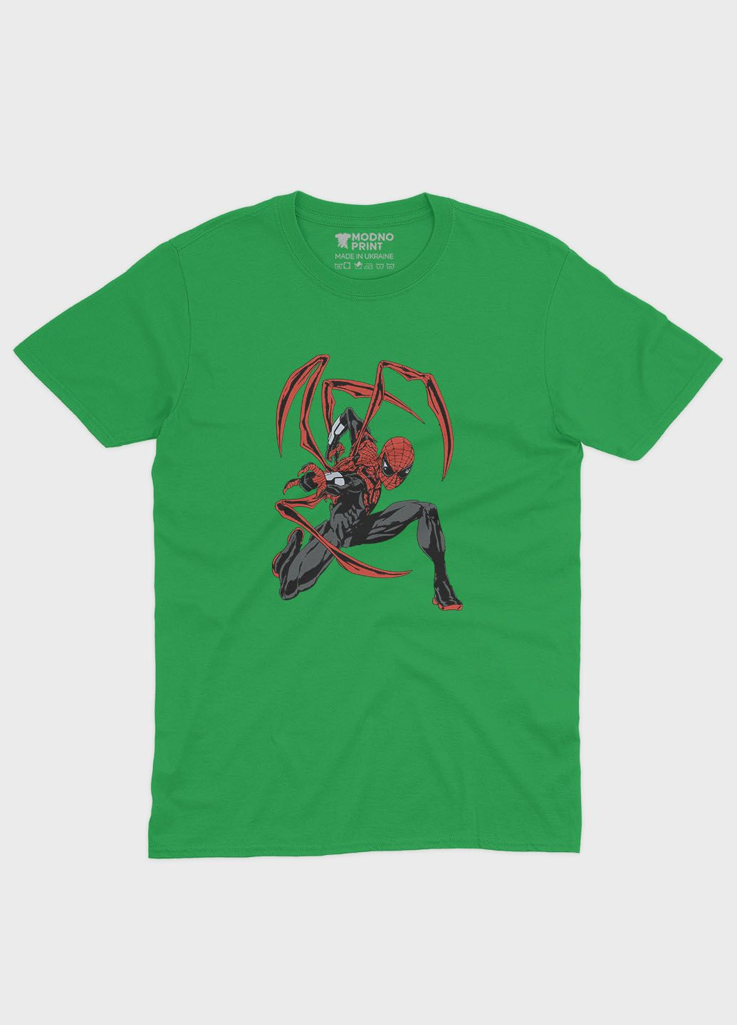 Зелена демісезонна футболка для хлопчика з принтом супергероя - людина-павук (ts001-1-keg-006-014-115-b) Modno