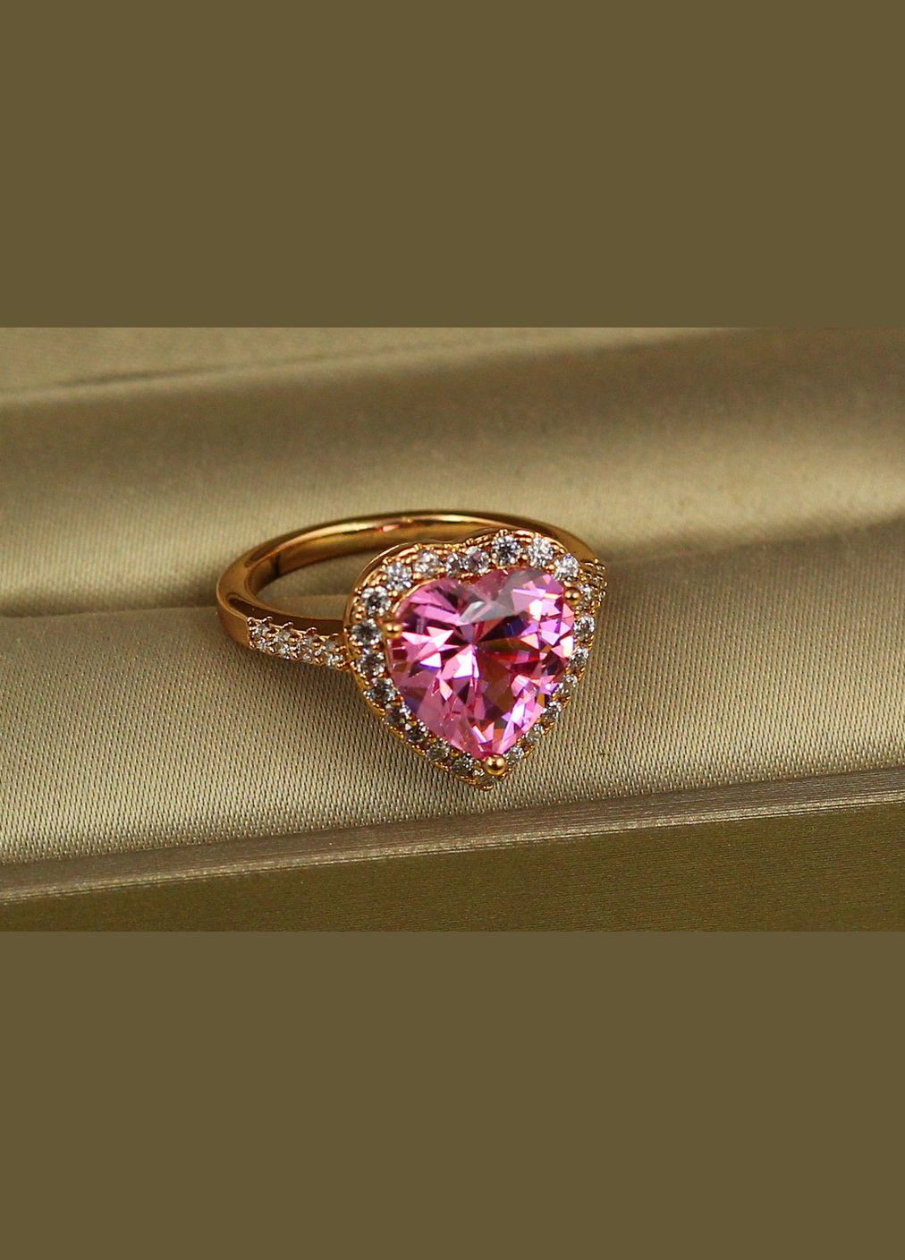 Кільце серце океану з розовим каменем 1,4 см р 17 золотисте Xuping Jewelry (316607136)