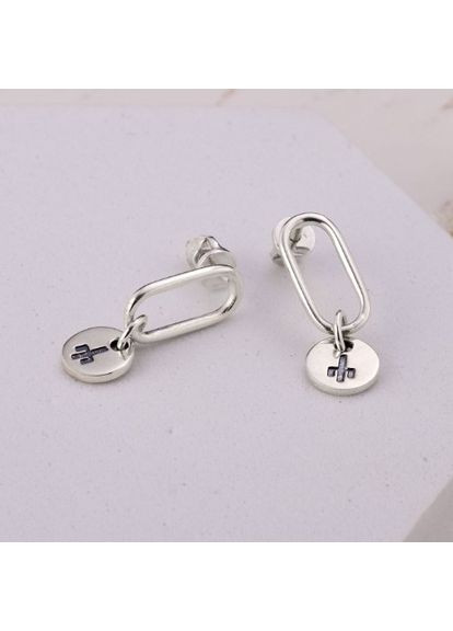 Сережки-пусети срібні з підвісками Тайнопис 925 Skifska Etnika (364202863)