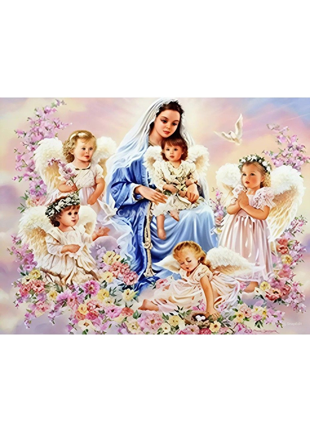 Набор Алмазная мозаика вышивка Икона Божией Матери Царица Ангелов на подрамнике 5d 40х50 177230 No Brand (332207866)