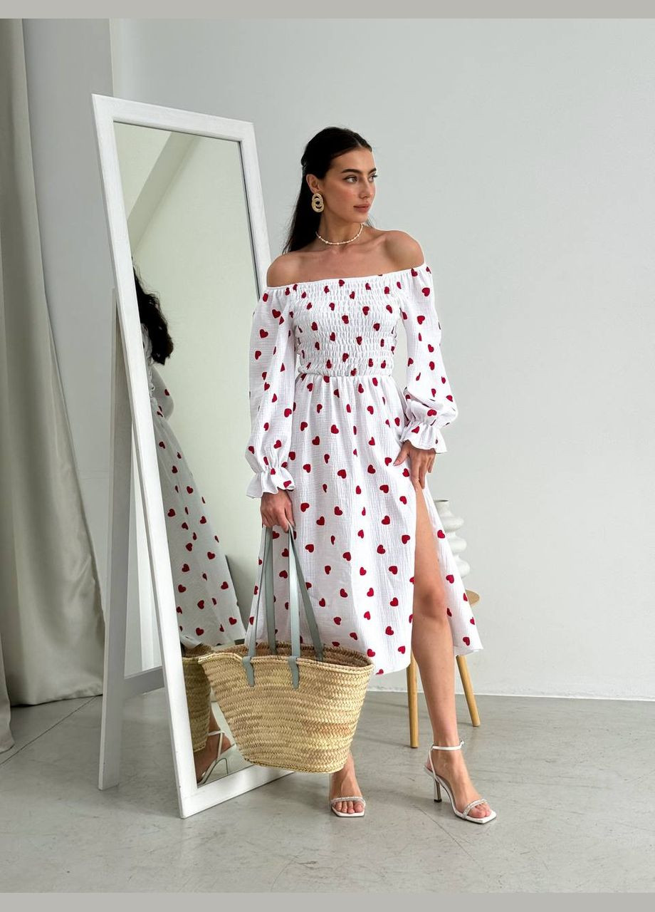 Білий повсякденний сукня з спідницею-сонце Garna сердечка