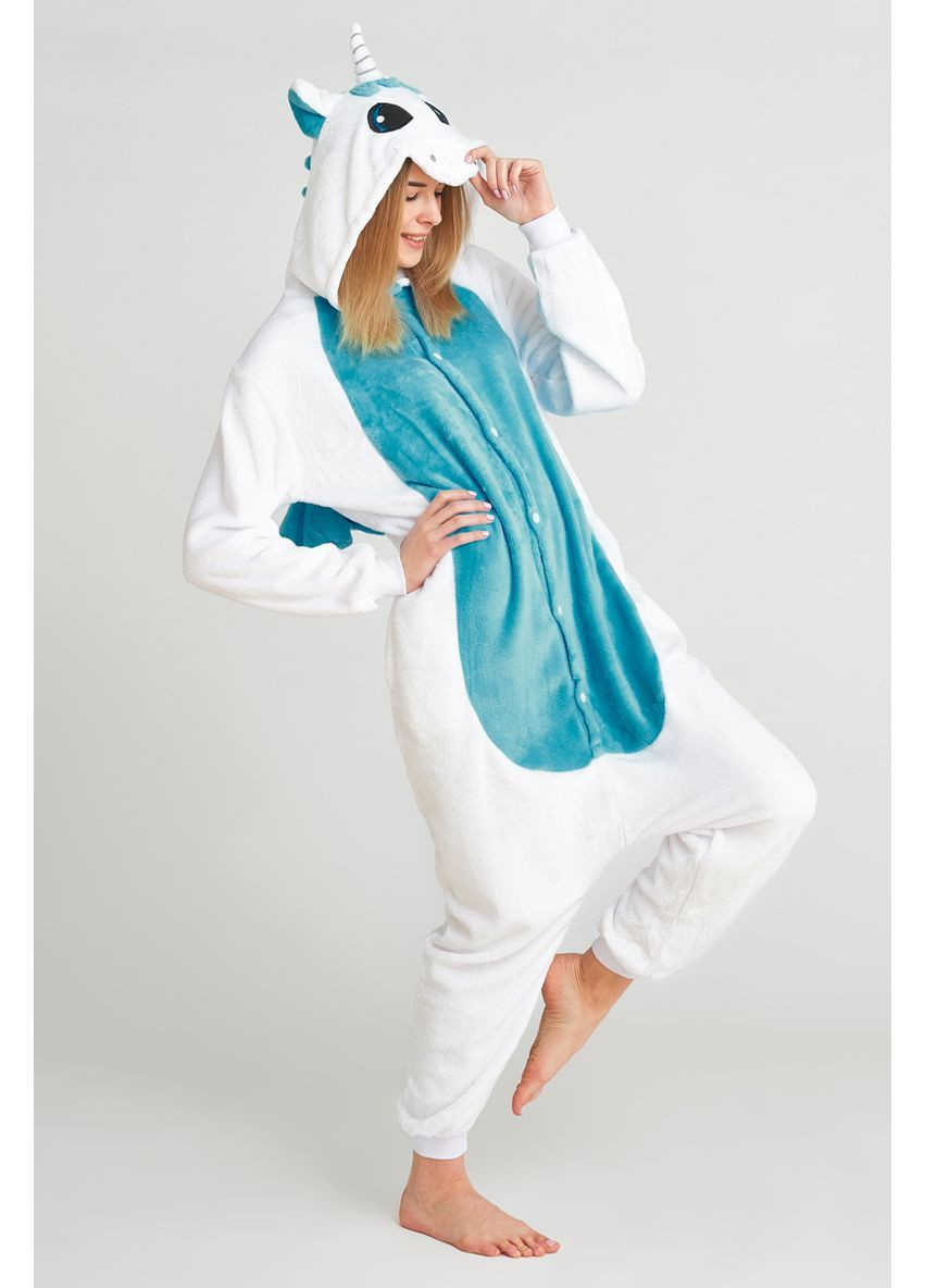 Пижама кигуруми Единорог Бело-голубой S (145-155 см) Jamboo (369669204)
