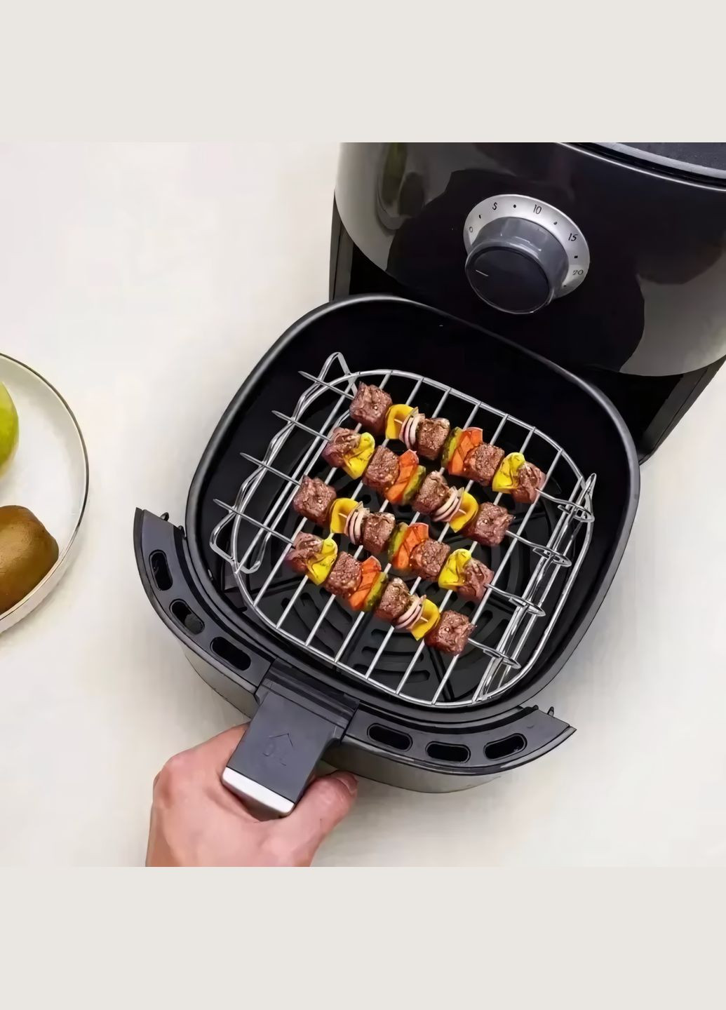 Решітка з 4-ма шампурами для аерогриля, мультипечі універсальна 190х190мм No Brand (341324957)