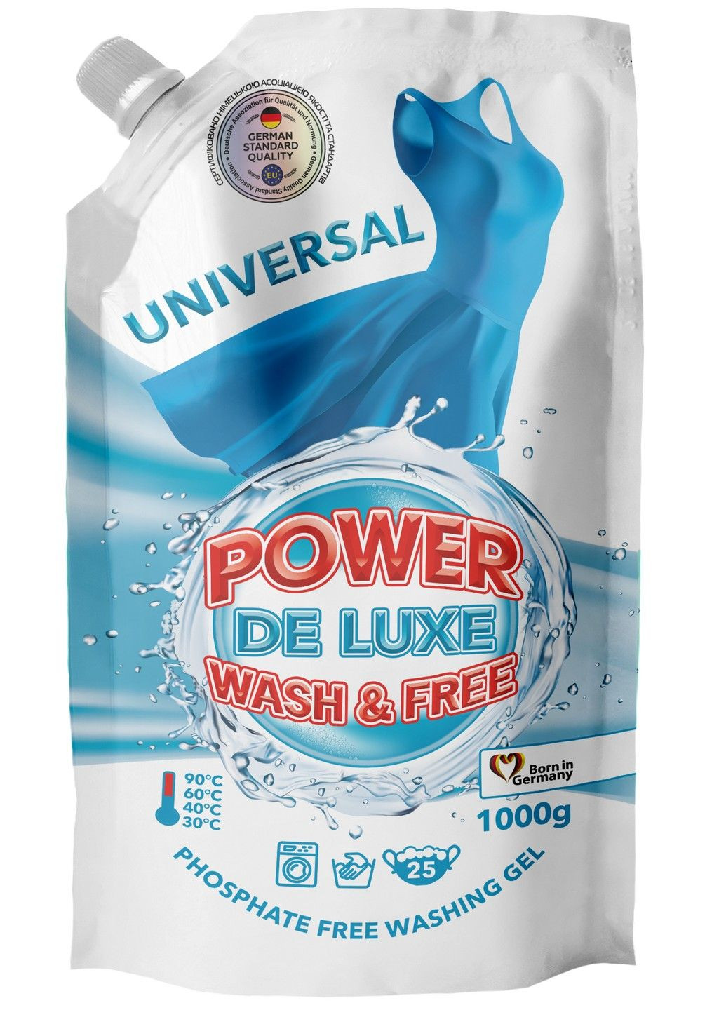 Гель для прання універсальний, 1000 г (DOYPACK) WASH & FREE (282843889)