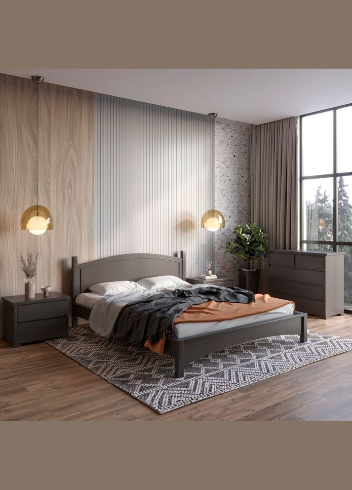 Двуспальная деревянная кровать Мангеттен Н (RAL9011) 160х190 см (MBG-3434) Mebigrand (368281205)