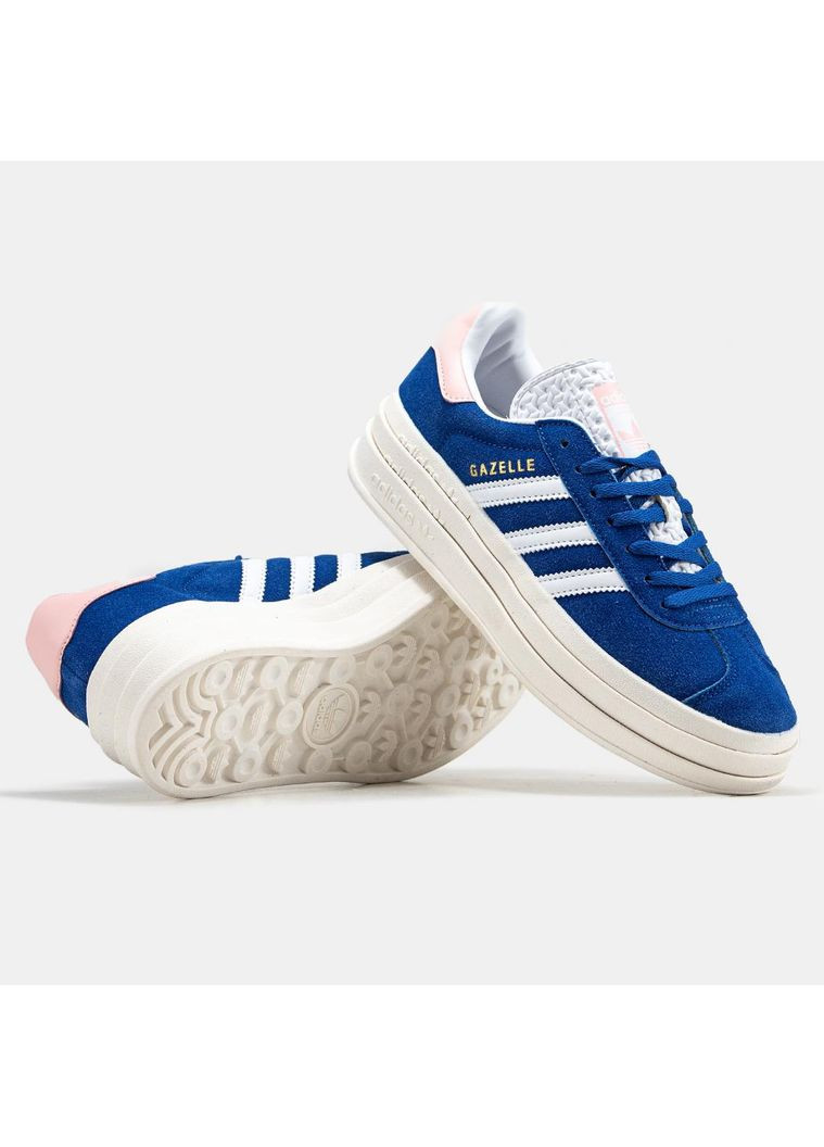 Білі Осінні кросівки чоловічі adidas gazelle bold blue white адідас газель No Brand