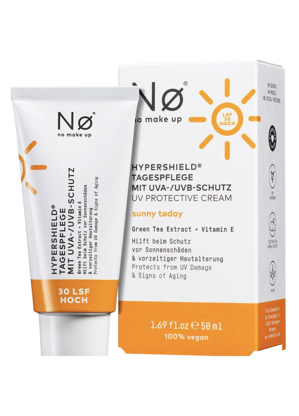 Солнцезащитный крем с экстрактом зеленого чая и витамином Е N Cosmetics Gesichtscreme HyperShield LSF 30, 50 ml No Brand (367610615)