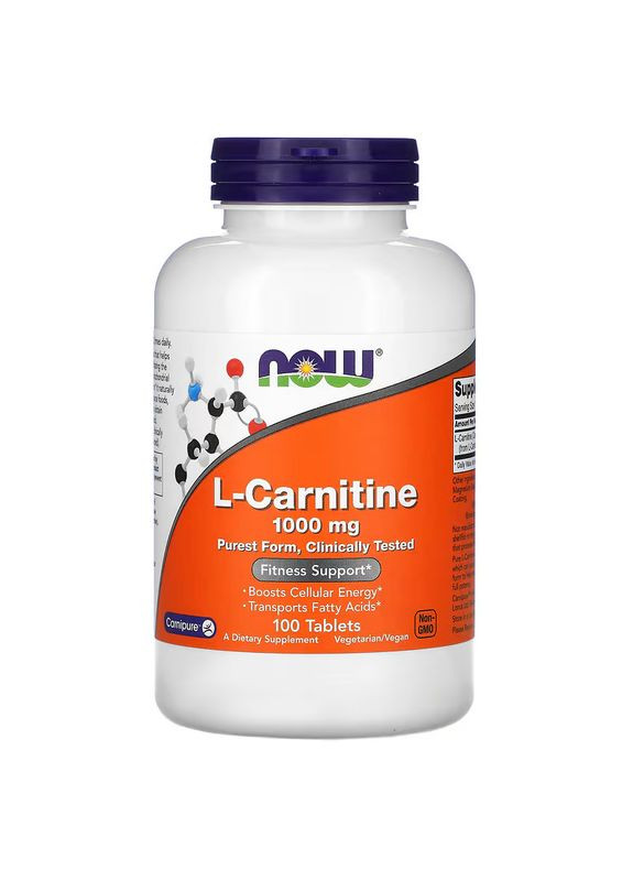 Жиросжигатель L-Carnitine 1000 mg, 100 таблеток Now (322210182)