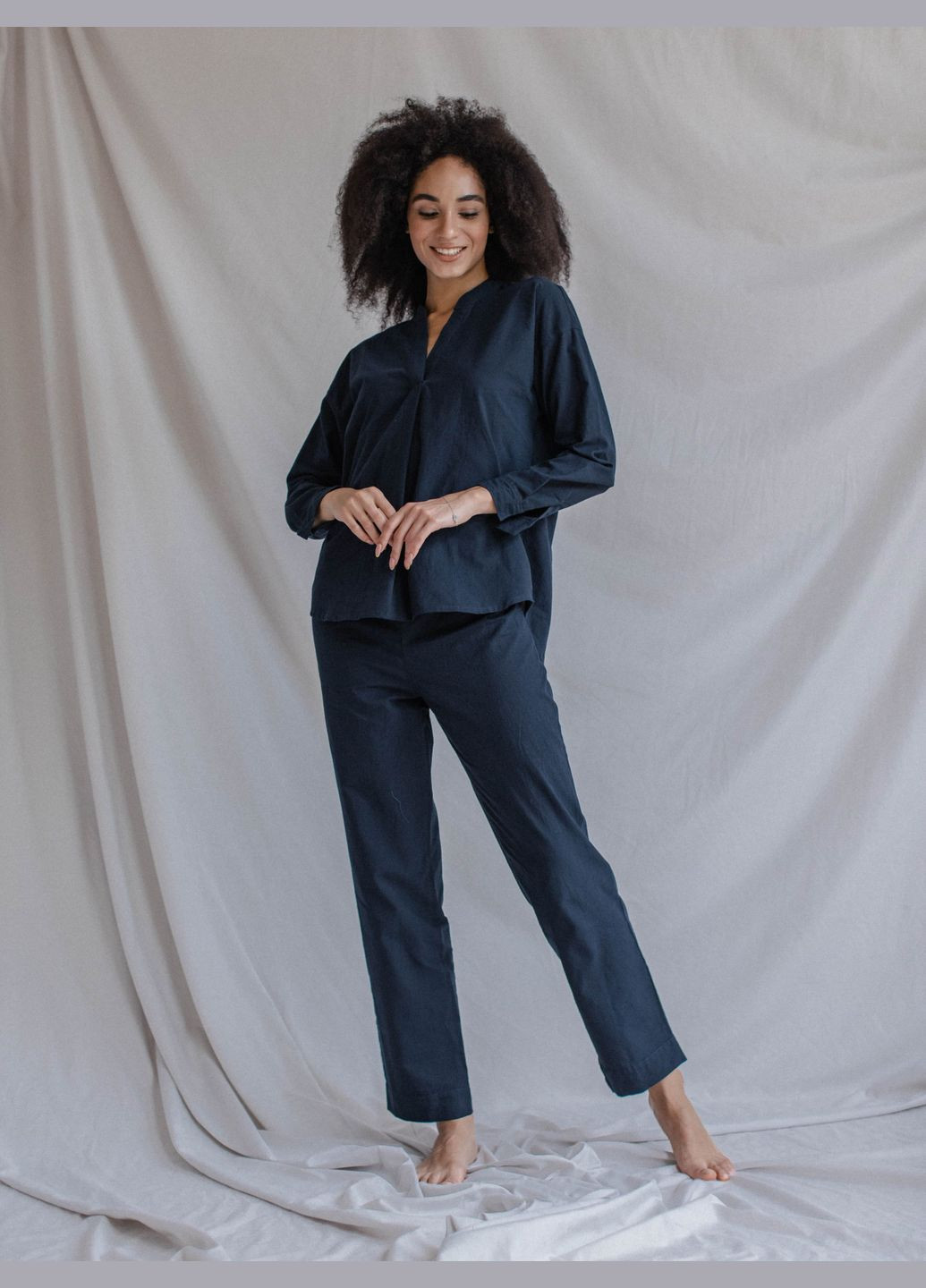 Синя піжама жіноча з вареної бавовни navy s Leglo