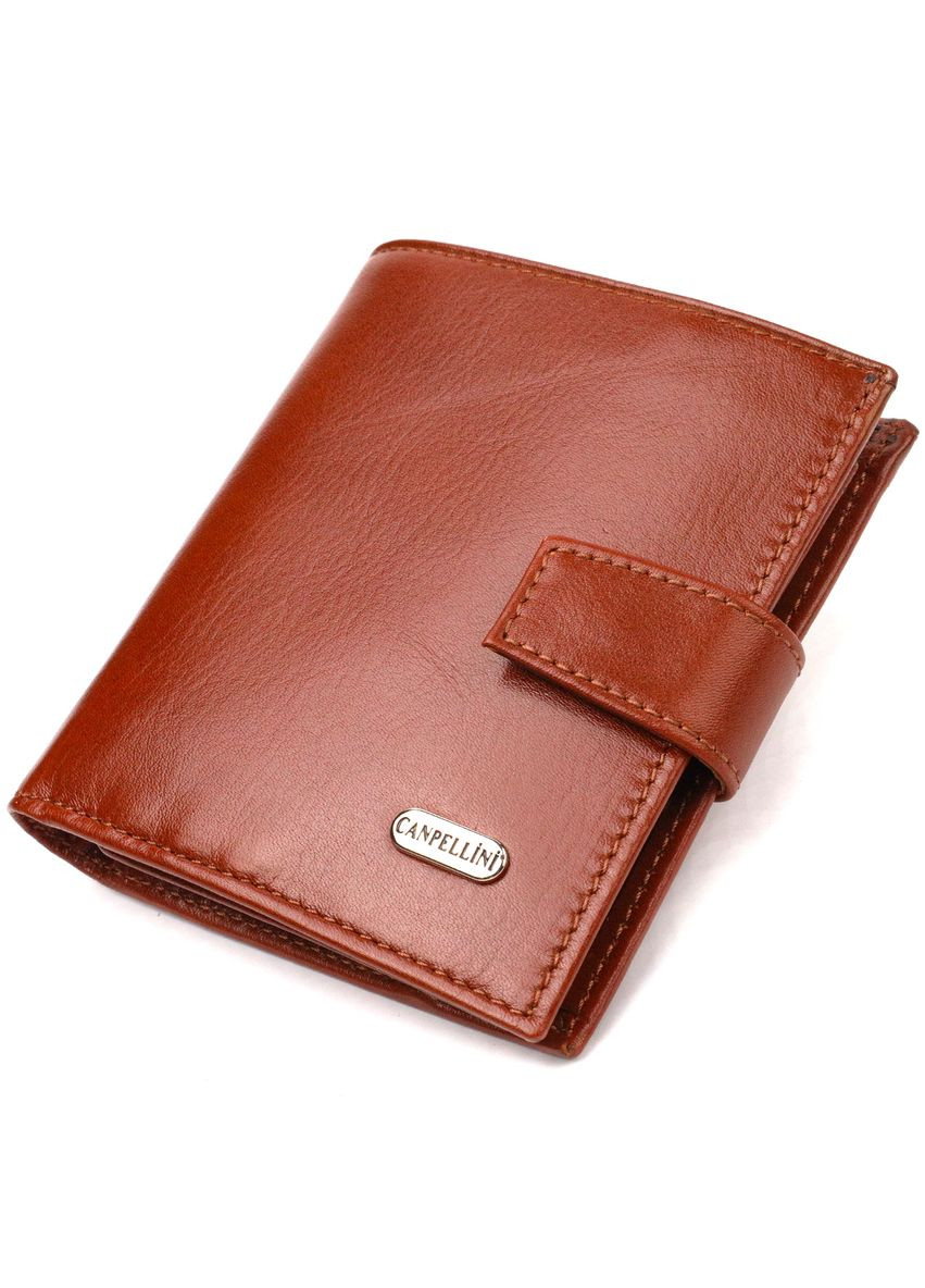Отличный мужской бумажник из натуральной гладкой кожи 21743 Коричневый Canpellini (331908225)
