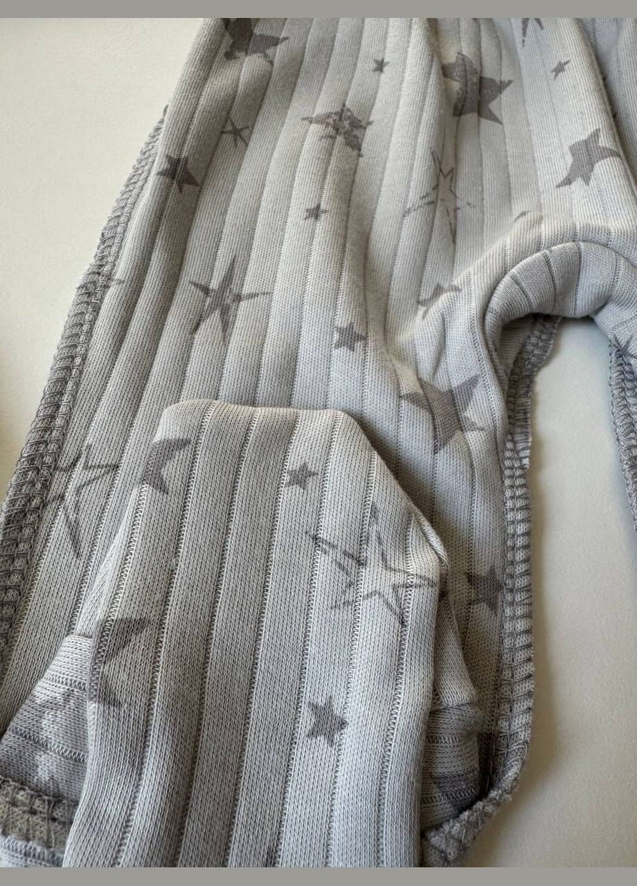 Серый демисезонный набор сорочка, ползунки и шапочка для новорожденного интерлок No Brand