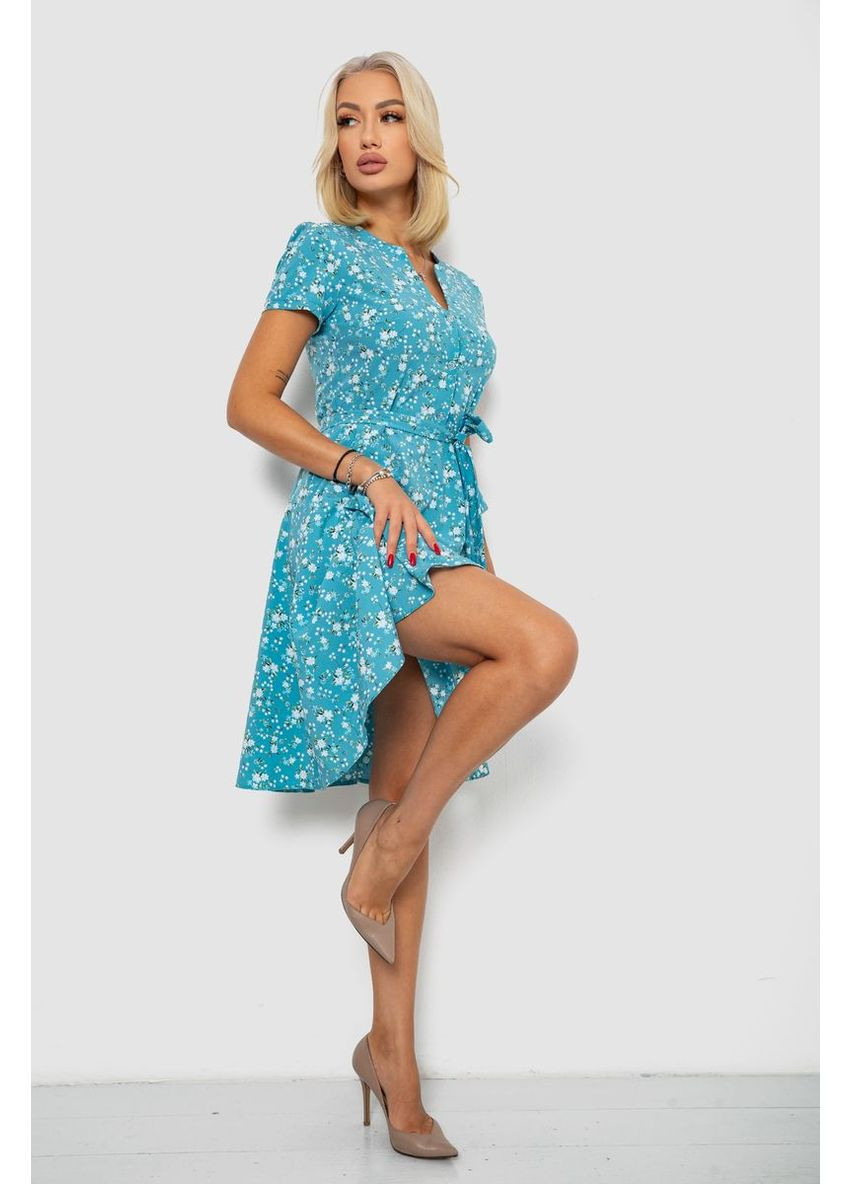 Бирюзовое платье софт с принтом, 230r0032 Ager