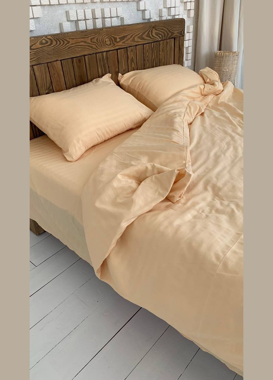 Двоспальний КПБ мікро страйп сатин "Пісок" (175х210, 70х70) Glav Textile (297365396)