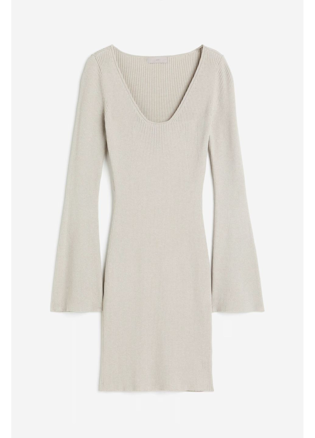 Бежевое кэжуал платье в рубчик H&M однотонное