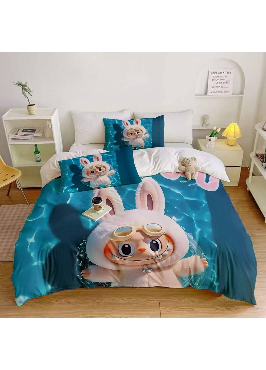 Полуторный комплект постельного белья из микросатина Лабубу 7 Україна ТД (369659274)