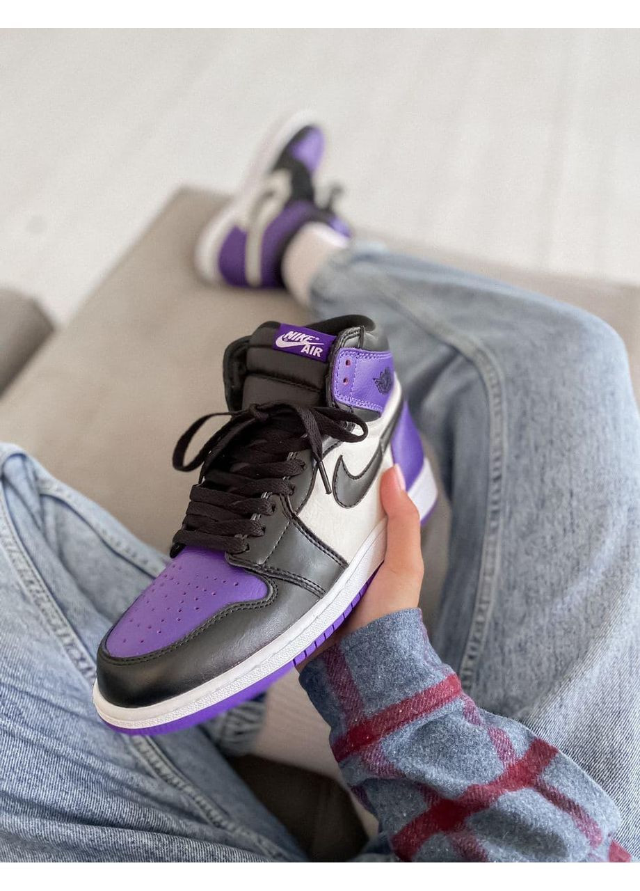 КРОСІВКИ ЖІНОЧІ NIKE AIR JORDAN 1 RETRO MID VIOLET WHITE BLACK НАЙК АІР ДЖОРДАН No Brand чорні демісезони (367177381)