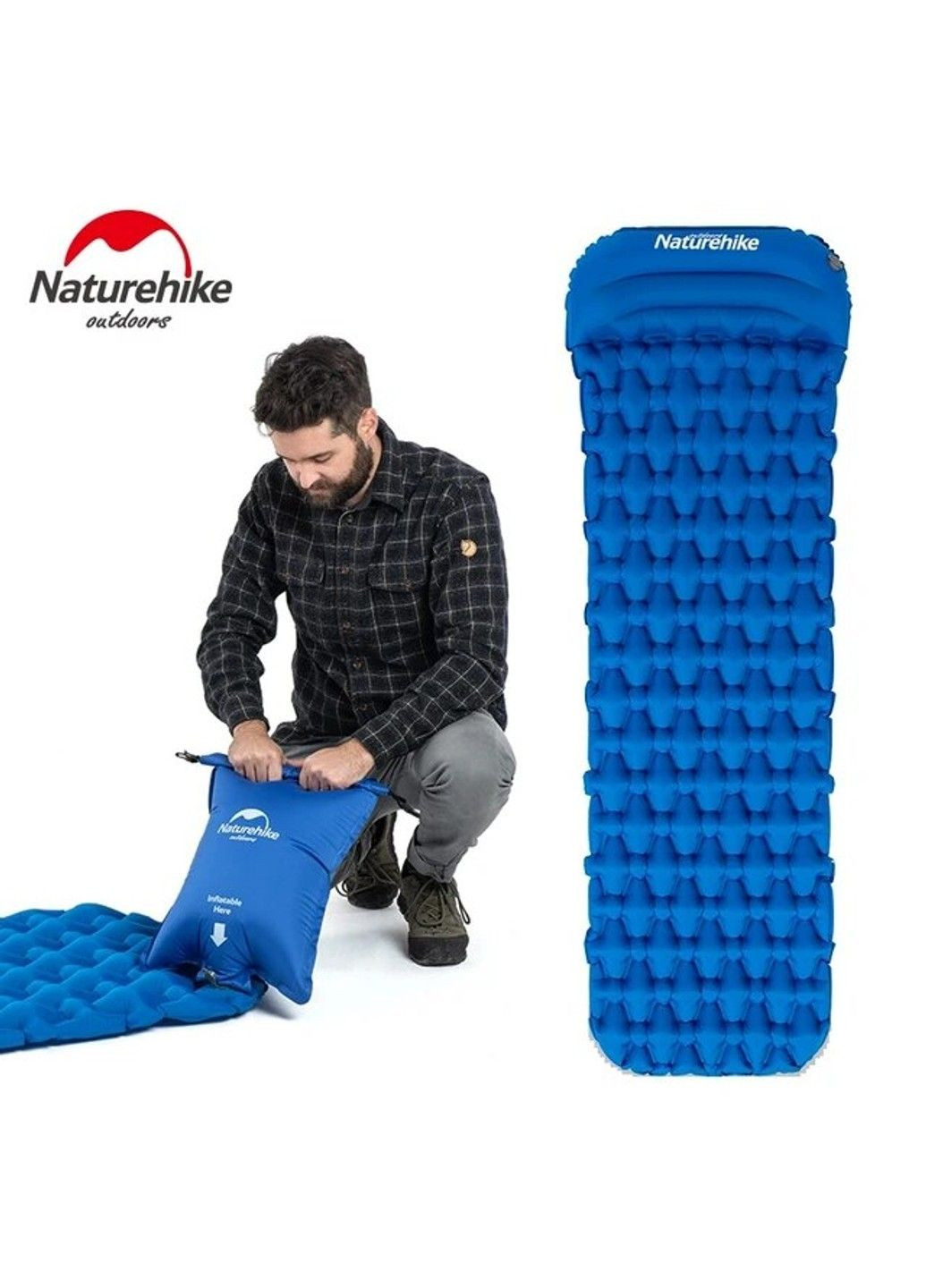 Надувной матрас с подушкой и мешком-насосом FC-12 NH19Z003-P графит Naturehike (285767592)
