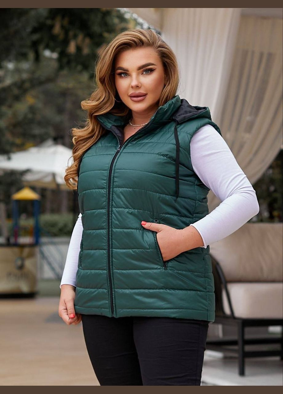 Жилетка женская безрукавка с капюшоном весна осень дутая классическая No Brand (341110510)