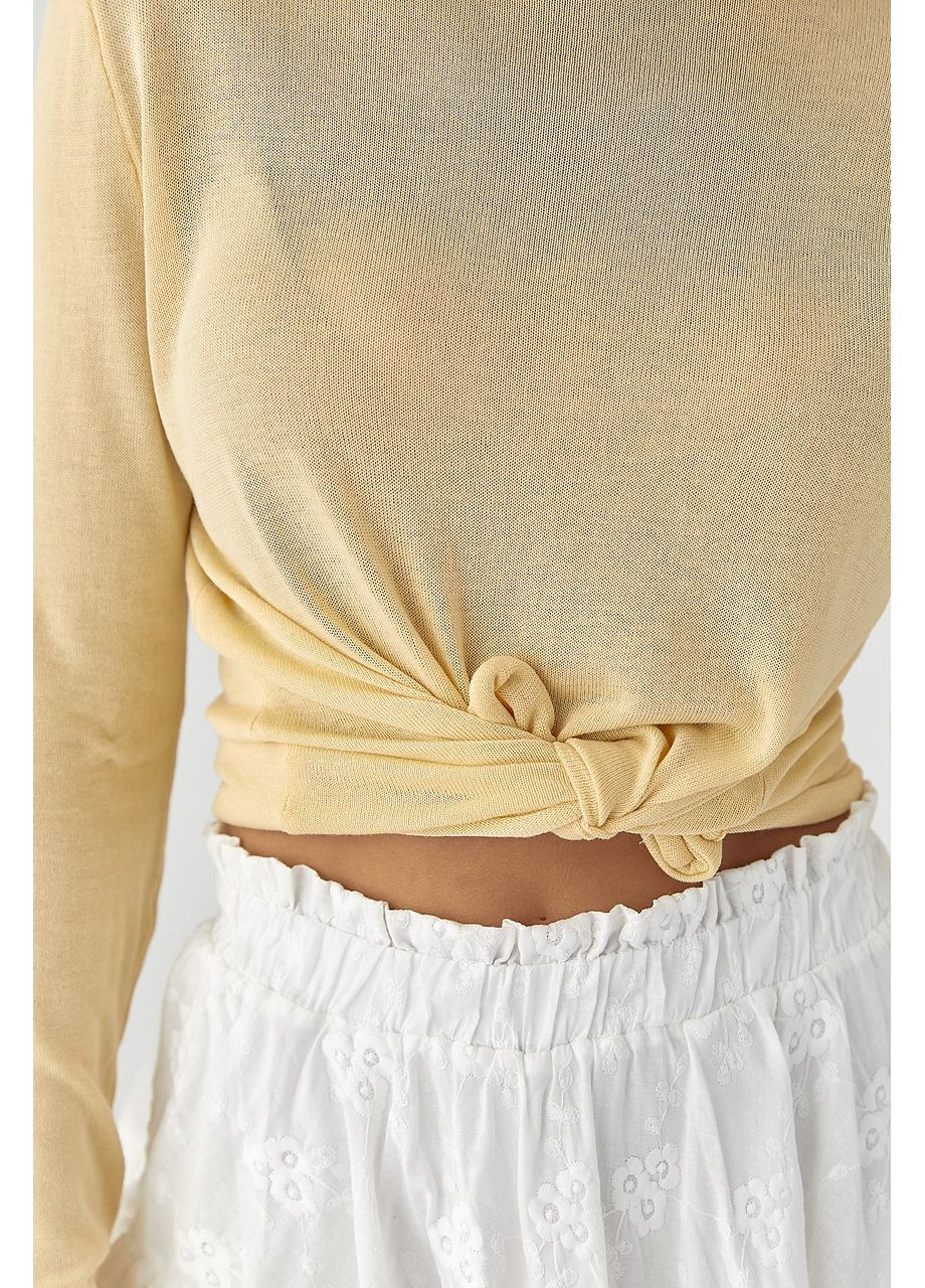 Жіночий лонгслів у сітку з горловиною-стійкою - кремовий колір Lurex (353306069)