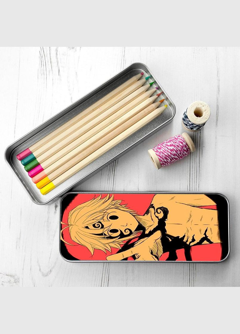 Органайзер для канцелярских принадлежностей металлический, кейс для мелочей Семь смертных грехов #008 7*18 см Silver No Brand (309160451)