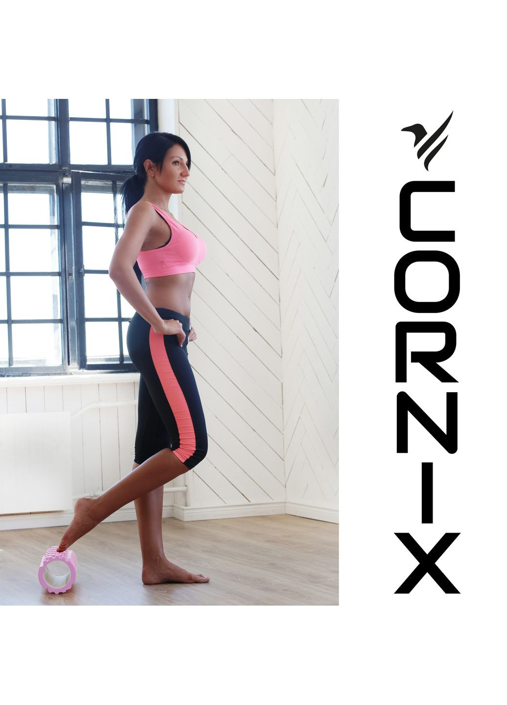 Массажный ролик EVA 33 x 14 см (валик, роллер) Light Pink Cornix XR-0036 (275654265)