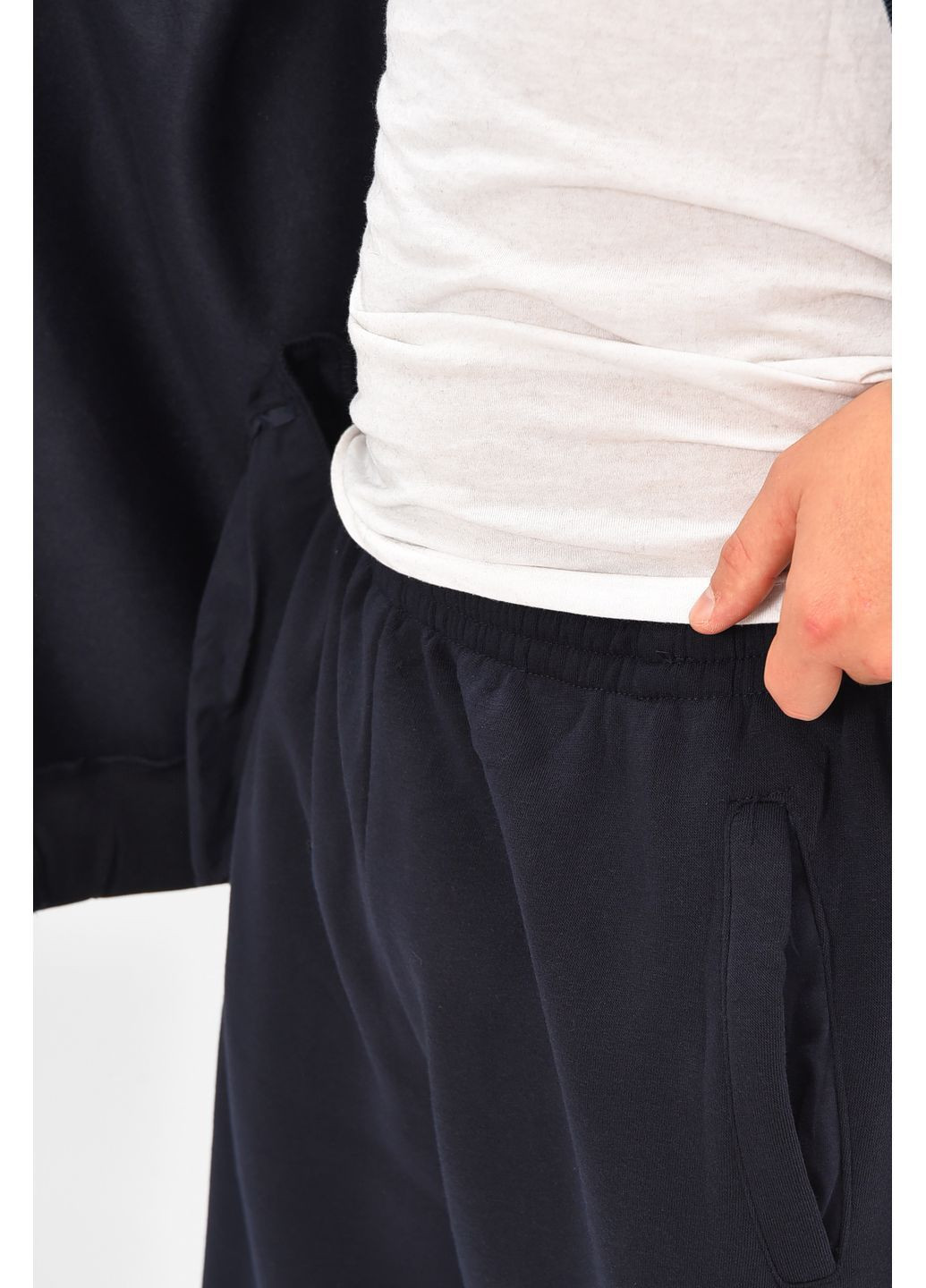 Темно-синій зимній спортивний костюм чоловічий батал на флісі темно-синього кольору брючний Let's Shop