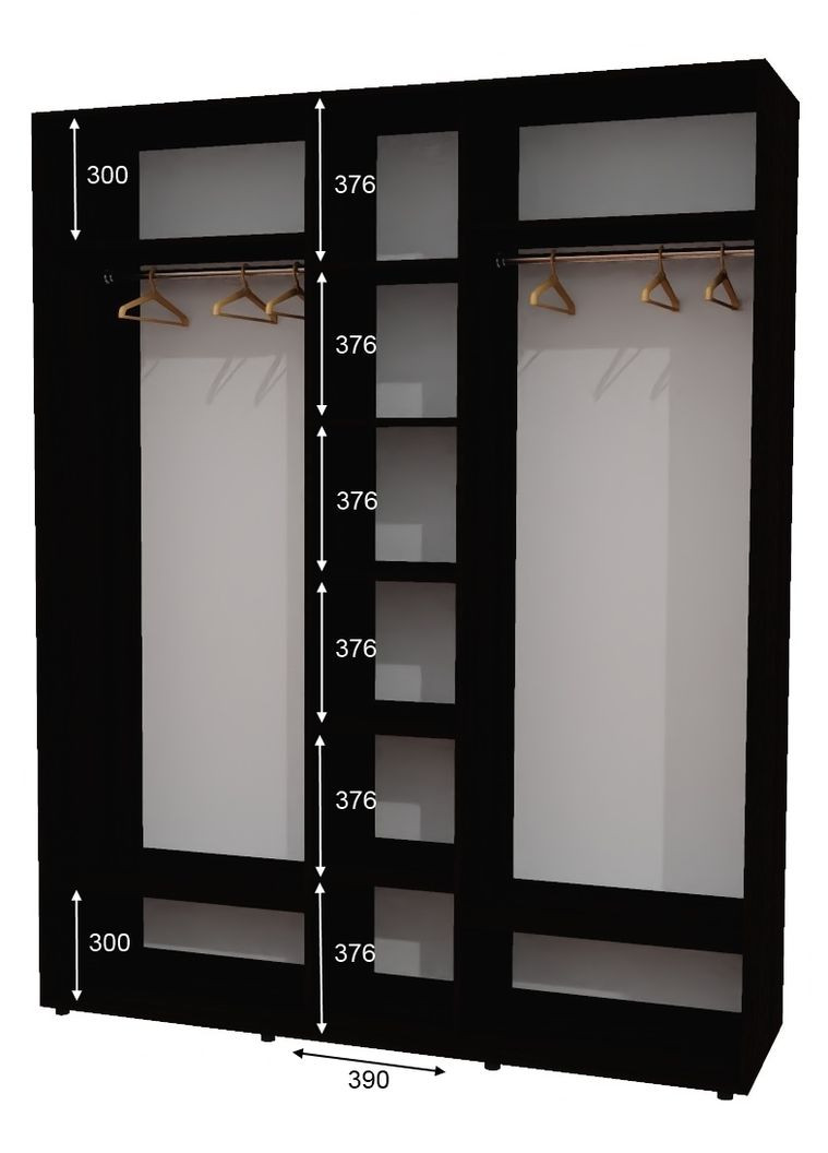 Шафа-купе тридверна 200*60*230 см Венге магія 3 двері ДСП ШК-04 Алекса (360445092)