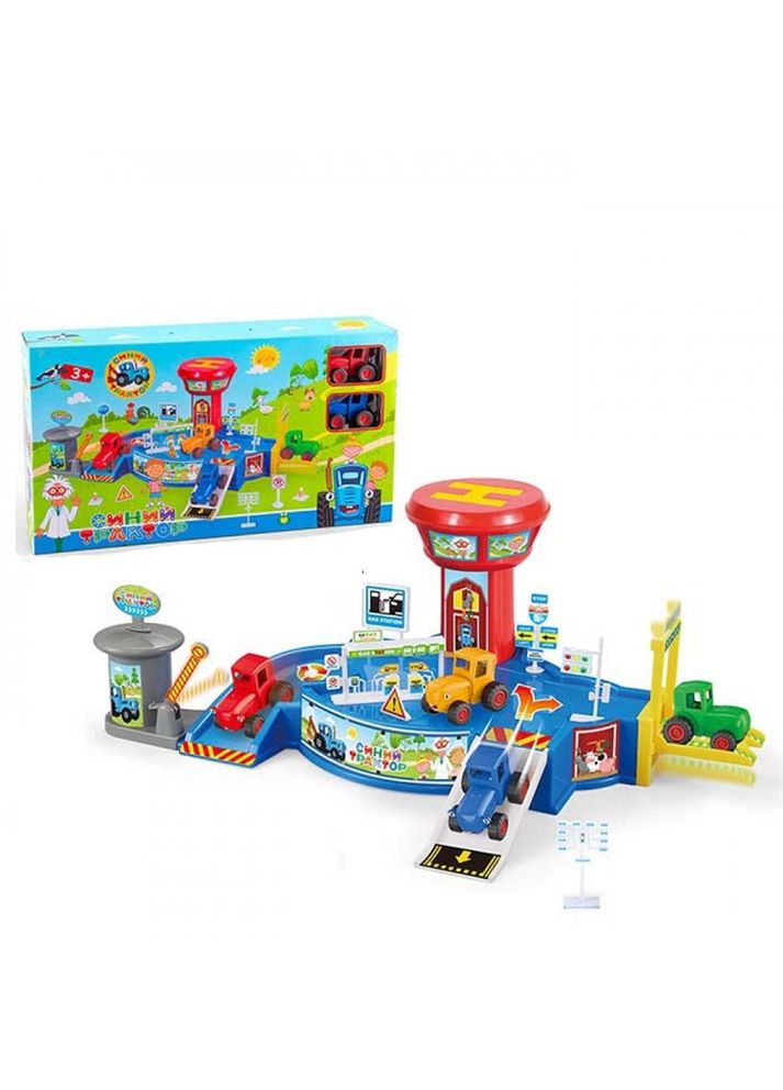 Паркінг Happy Farm Синій трактор заправка 2 інерційні трактори (9609-HF) MFC (364111321)