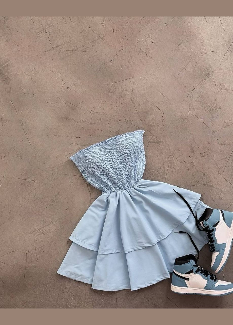 Голубое повседневный, кэжуал платье No Brand однотонное