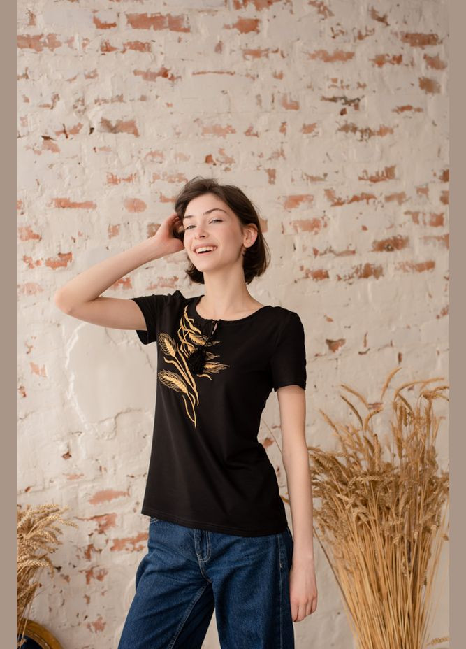Чёрная футболка Vyshyvanka узор украинская символика (335814529)