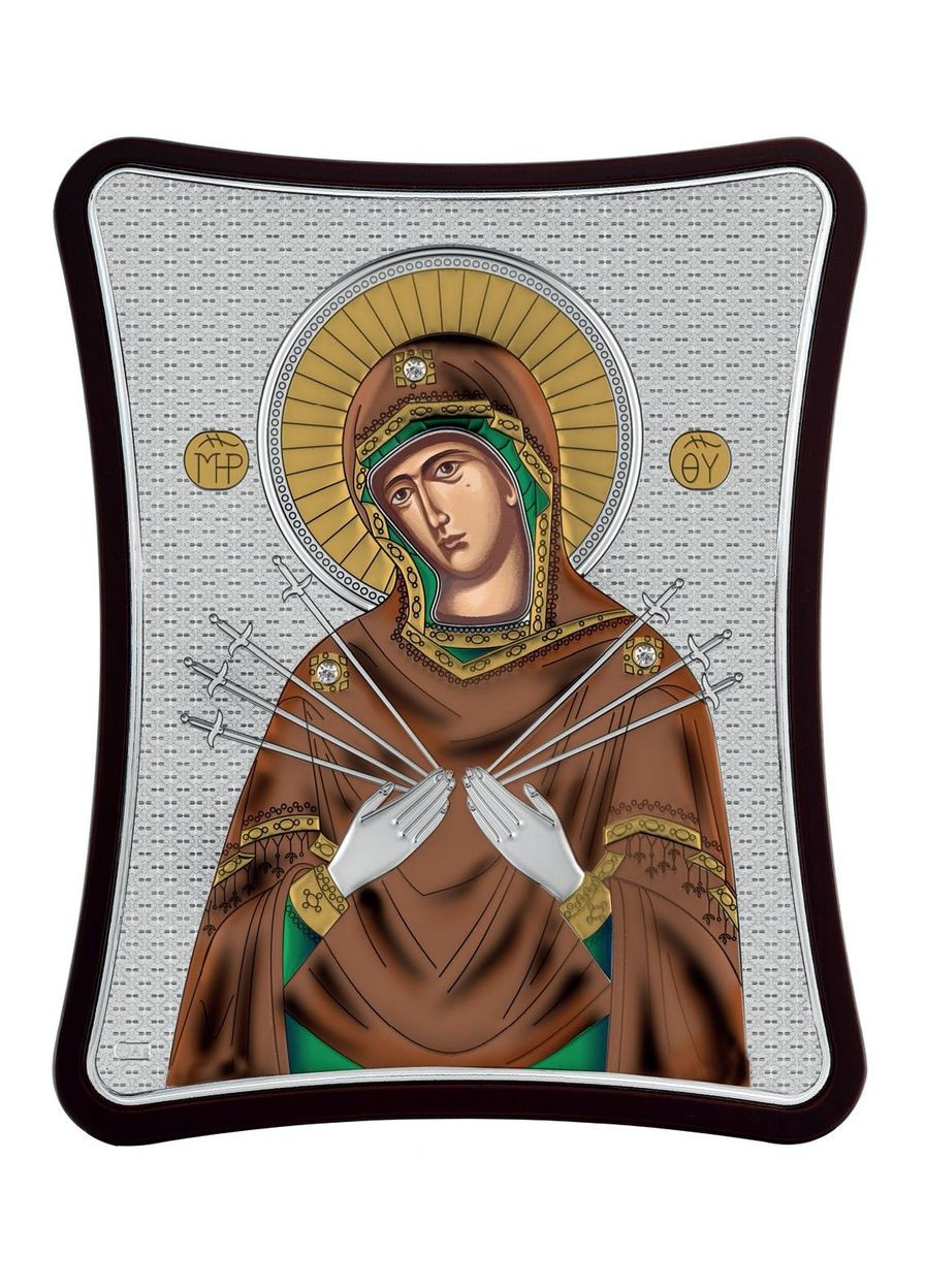 Семистрільна Ікона 15x20см на дерев'яному витягнутому кіоті в різнобарвній емалі Prince Silvero (265215393)