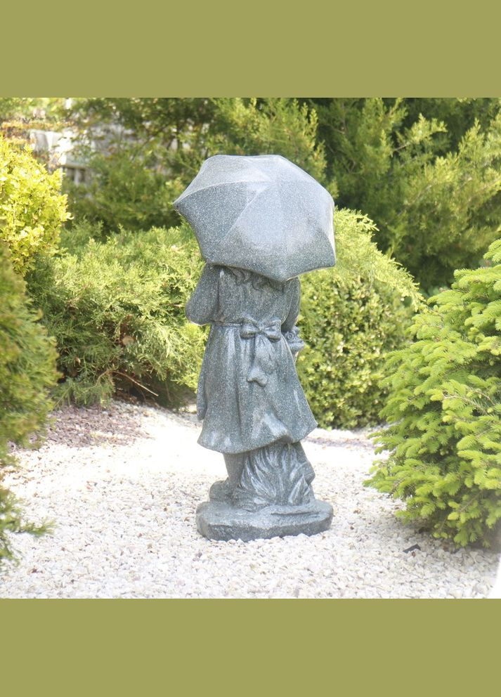 Садова фігура Дівчинка із парасолькою зелений граніт 66х30х22 см (ССПГ121462 ) Гранд Презент (285720642)